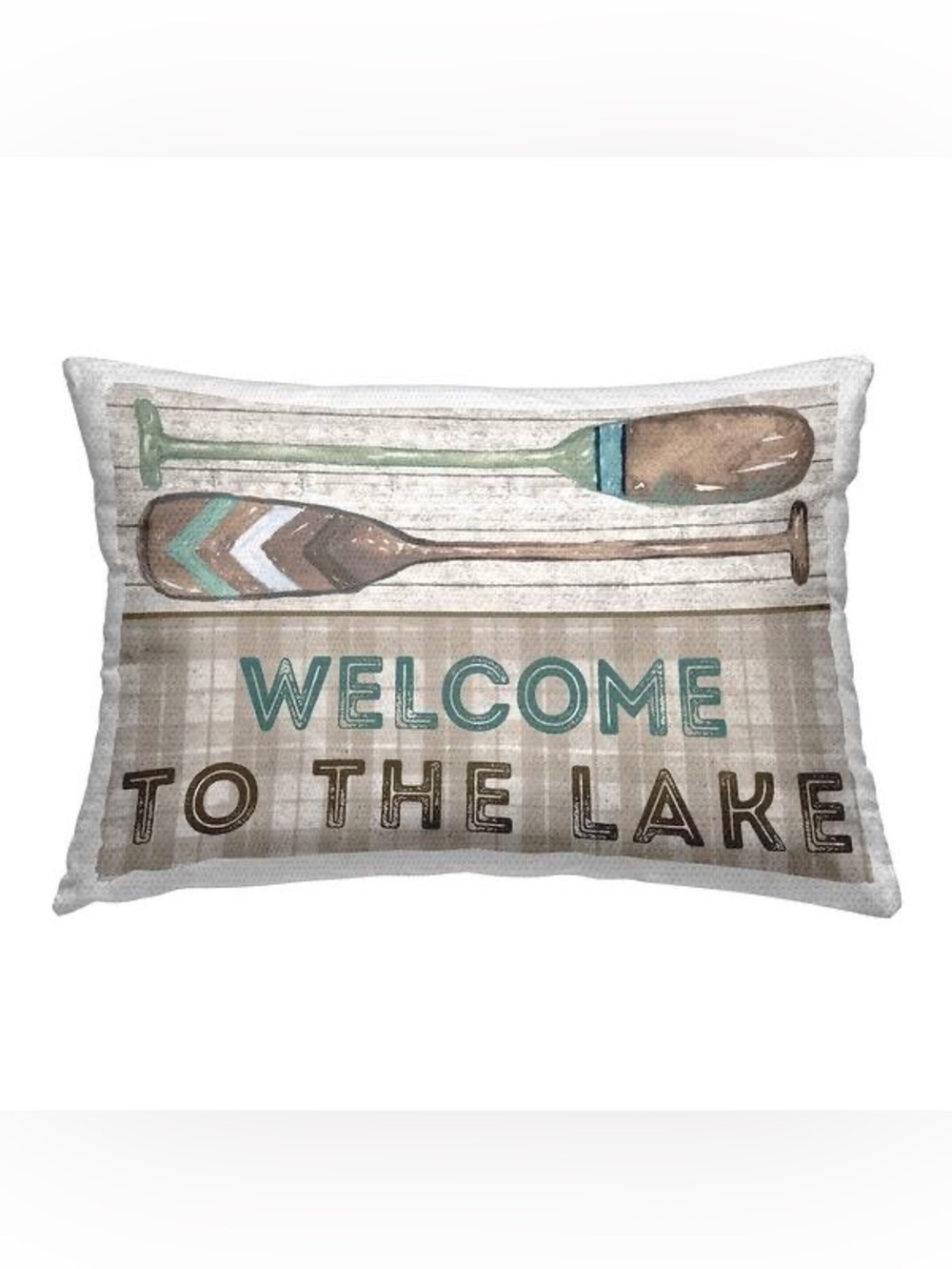 Stupell Rustic Welcome Lake Oars Printed Outdoor Throw Pillow